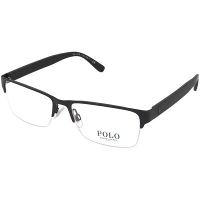 Polo Ralph Lauren PH1164 9038 Black Rectangular Metal Unisex Eyeglasses Polo Ralph Lauren PH1164 9038 Black Rectangular Metal Unisex Eyeglasses