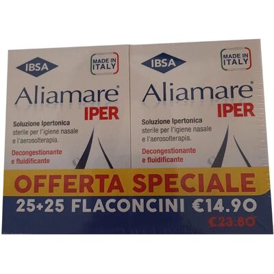 Aliamare Soluzione Nasale Ipertonica - Decongestionante, Fluidificante - 25x5ml Aliamare Soluzione Nasale Ipertonica - Decongestionante, Fluidificante - 25x5ml