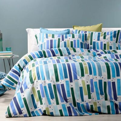 Ensemble housse de duvet bleu Smit en coton de Caleffi Ensemble housse de duvet bleu Smit en coton de Caleffi