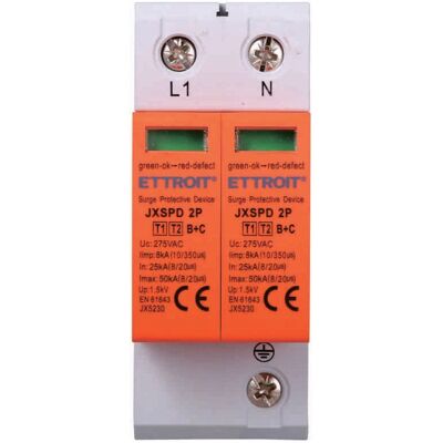 ETTROIT JX5230 Parafoudre - 2P, 275V, 25kA - Publicité ETTROIT JX5230 Parafoudre - 2P, 275V, 25kA - Publicité