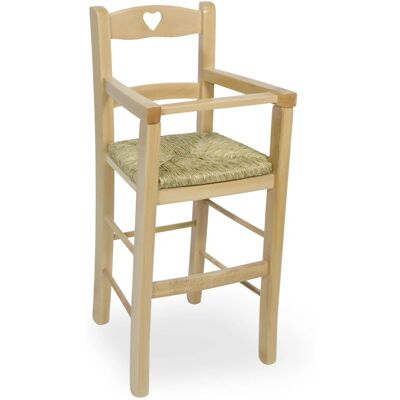 Okaffarefatto - Silla Alta Natural de Madera con Asiento de Paja - Muebles para Niño Okaffarefatto - Silla Alta Natural de Madera con Asiento de Paja - Muebles para Niño