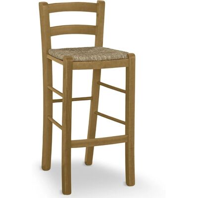 OKAFFAREFATTO Taburete de Madera Nogal Claro con Asiento de Paja - Sgabello OKAFFAREFATTO Taburete de Madera Nogal Claro con Asiento de Paja - Sgabello
