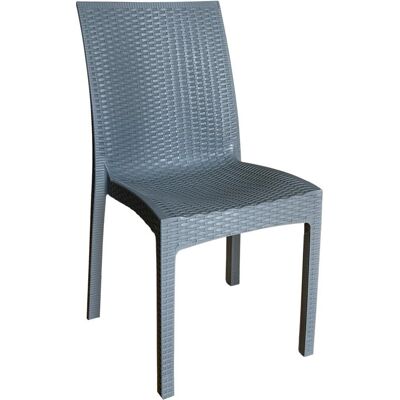 Okaffarefatto Silla Apilable de Plástico Gris Efecto Ratán - Silla Okaffarefatto Silla Apilable de Plástico Gris Efecto Ratán - Silla