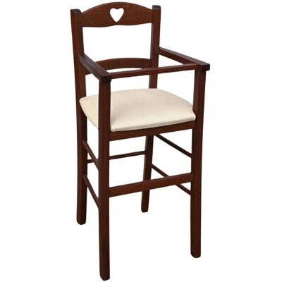 Okaffarefatto Silla Alta de Madera Nogal Oscuro - Con Asiento Acolchado Okaffarefatto Silla Alta de Madera Nogal Oscuro - Con Asiento Acolchado