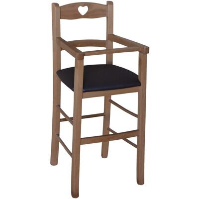 Okaffarefatto Silla Alta de Madera y Cuero Sintético Marrón Okaffarefatto Silla Alta de Madera y Cuero Sintético Marrón