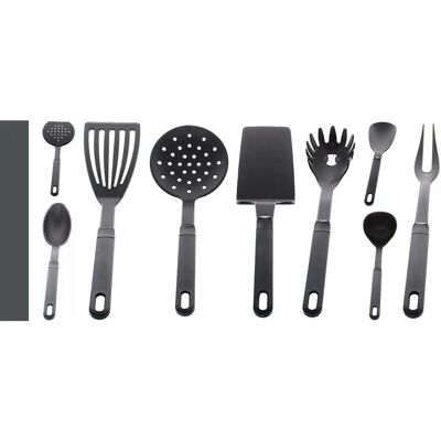 MOJITO DESIGN Ensemble de 9 ustensiles de cuisine - Antiadhésifs, résistants aux rayures - Noir MOJITO DESIGN Ensemble de 9 ustensiles de cuisine - Antiadhésifs, résistants aux rayures - Noir