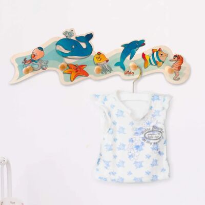 DIDA - Porte-manteau mural en bois - Animaux marins - Porte-manteau - Publicité DIDA - Porte-manteau mural en bois - Animaux marins - Porte-manteau - Publicité