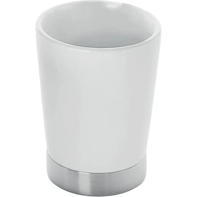 Set bicchiere e porta spazzolini in ceramica bagno - Bianco Set bicchiere e porta spazzolini in ceramica bagno - Bianco