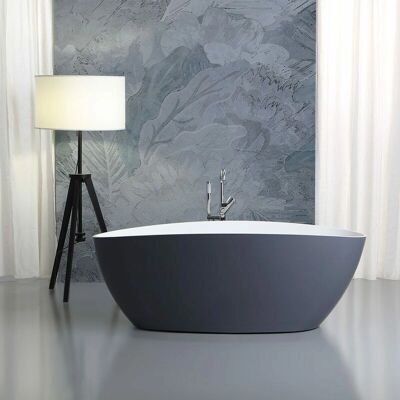 Kiamami Valentina Rachele Baignoire Autoportante en Résine de Marbre 150x70x56 cm Kiamami Valentina Rachele Baignoire Autoportante en Résine de Marbre 150x70x56 cm