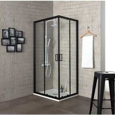 Kiamami Valentina - Cabina Doccia Quadrata - Reversibile, 90x90cm, Cornice Nera Kiamami Valentina - Cabina Doccia Quadrata - Reversibile, 90x90cm, Cornice Nera