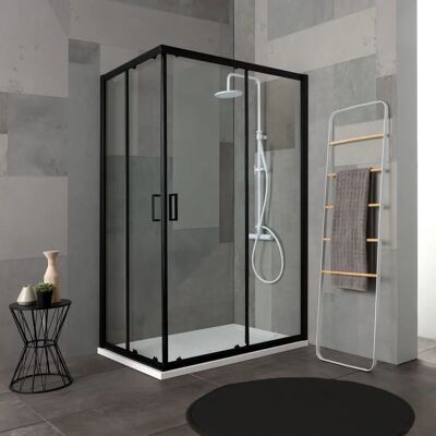 Kiamami Valentina - Cabina Doccia Nera Opaca e Cristallo Trasparente - 70x100cm Kiamami Valentina - Cabina Doccia Nera Opaca e Cristallo Trasparente - 70x100cm