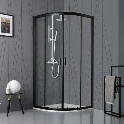 Kiamami Valentina - Cabina Doccia Semicircolare - Cristallo Trasparente - Nero Opaco Kiamami Valentina - Cabina Doccia Semicircolare - Cristallo Trasparente - Nero Opaco