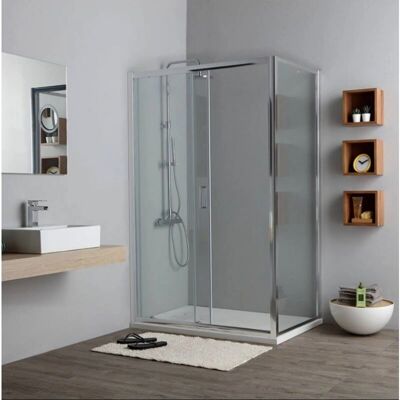 Kiamami Valentina - Cabina Doccia Angolare 80x110 cm con Lato Fisso e Ingresso Frontale - Trasparente Kiamami Valentina - Cabina Doccia Angolare 80x110 cm con Lato Fisso e Ingresso Frontale - Trasparente