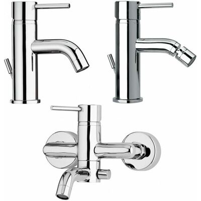 Kiamami Valentina - Set di rubinetti moderni cromati per lavabo, bidet e vasca - Qualità italiana Kiamami Valentina - Set di rubinetti moderni cromati per lavabo, bidet e vasca - Qualità italiana
