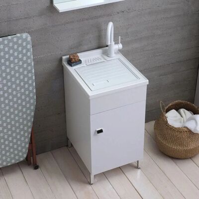 Mueble de baño Kiamami Valentina con lavabo - 45cm Blanco Mueble de baño Kiamami Valentina con lavabo - 45cm Blanco