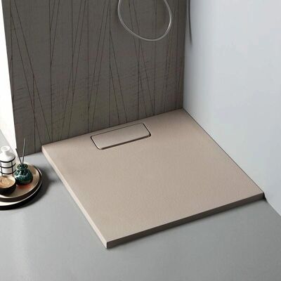 Kiamami Valentina - Cuvette de douche carrée 90x90 en résine beige - Moderne Kiamami Valentina - Cuvette de douche carrée 90x90 en résine beige - Moderne