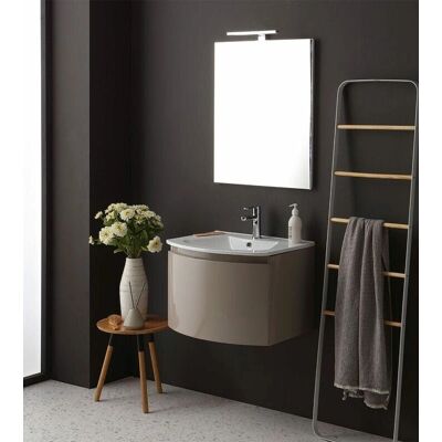 Kiamami Valentina - Mobile da bagno sospeso 62cm Cappuccino - Specchio rettangolare Kiamami Valentina - Mobile da bagno sospeso 62cm Cappuccino - Specchio rettangolare