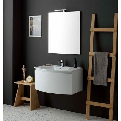 Kiamami Valentina - Meuble de Salle de Bain Suspendu avec Lavabo et Miroir - Blanc Kiamami Valentina - Meuble de Salle de Bain Suspendu avec Lavabo et Miroir - Blanc