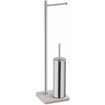 KIAMAMI VALENTINA - Support accessori bagno con porta rotolo doppio e scopino - Resina beige KIAMAMI VALENTINA - Support accessori bagno con porta rotolo doppio e scopino - Resina beige