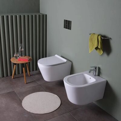 Kiamami Valentina - Bidé e Wc Sospesi - Ceramica - Bianco - Set Sanitario Kiamami Valentina - Bidé e Wc Sospesi - Ceramica - Bianco - Set Sanitario