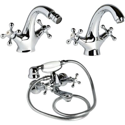 Kiamami Valentina - Ensemble de robinets de style rétro pour salle de bains - Chrome Kiamami Valentina - Ensemble de robinets de style rétro pour salle de bains - Chrome
