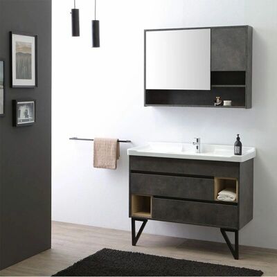 Mobile Bagno Stile Industriale 101cm con Lavabo e Specchio Vienna Mobile Bagno Stile Industriale 101cm con Lavabo e Specchio Vienna