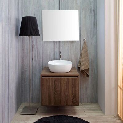 Mobili da Bagno Noce Scuro Kiamami Valentina - 60cm, Lavabo in Ceramica, Specchio a Parete Mobili da Bagno Noce Scuro Kiamami Valentina - 60cm, Lavabo in Ceramica, Specchio a Parete