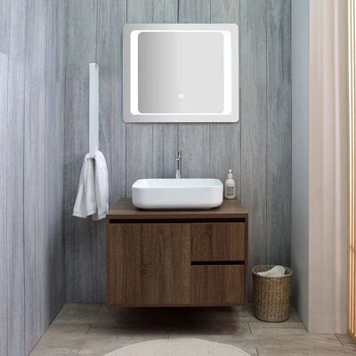 Arredo Bagno Sospeso Noce Scuro - 75cm Siena Arredo Bagno Sospeso Noce Scuro - 75cm Siena
