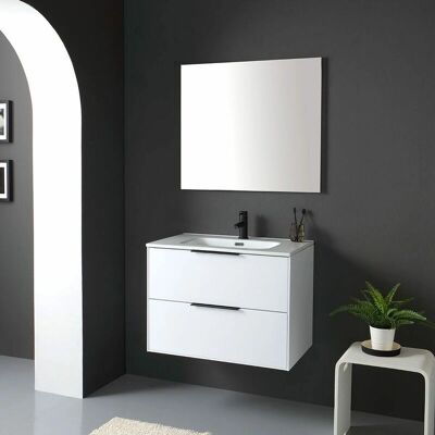 KIAMAMI VALENTINA 75cm Weißes Lackiertes Badezimmermöbel mit Resinsink und Spiegel KIAMAMI VALENTINA 75cm Weißes Lackiertes Badezimmermöbel mit Resinsink und Spiegel