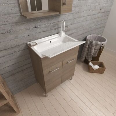 KIAMAMI VALENTINA Lavabo en Bois - Armoire Double, 60cm, Chêne Naturel - Publicité KIAMAMI VALENTINA Lavabo en Bois - Armoire Double, 60cm, Chêne Naturel - Publicité