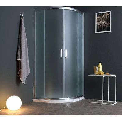 Kiamami Valentina - Halbrunde Duschkabine 90x90cm Satin Glas Tür - Platzsparend Kiamami Valentina - Halbrunde Duschkabine 90x90cm Satin Glas Tür - Platzsparend