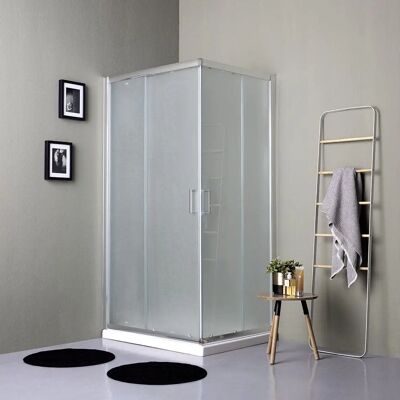 Kiamami Valentina Cabina Doccia Satinata 100x80cm Angolo Doppio Scorrevole Giada Kiamami Valentina Cabina Doccia Satinata 100x80cm Angolo Doppio Scorrevole Giada