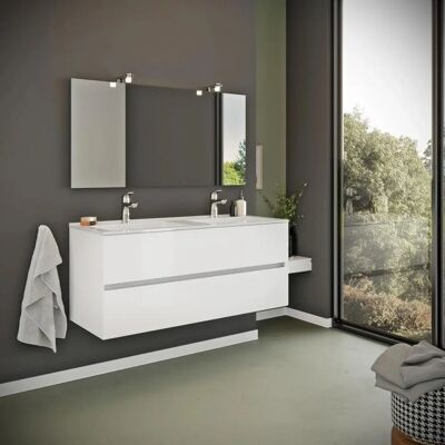 Kiamami Valentina - Mobile bagno lucido bianco 120cm con doppio lavabo Kiamami Valentina - Mobile bagno lucido bianco 120cm con doppio lavabo