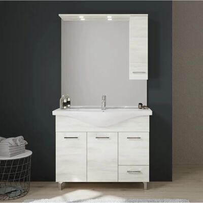 Kiamami Valentina - Mobile Bagno 105cm Quercia Bianca - Serie Rimini Kiamami Valentina - Mobile Bagno 105cm Quercia Bianca - Serie Rimini