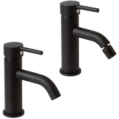 Kiamami Valentina - Coppia di rubinetti per lavabo e bidet - Nero opaco Kiamami Valentina - Coppia di rubinetti per lavabo e bidet - Nero opaco