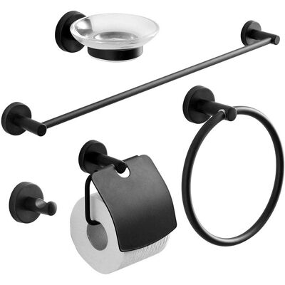 Kiamami Valentina - Set di 5 accessori bagno da muro nero opaco Kiamami Valentina - Set di 5 accessori bagno da muro nero opaco