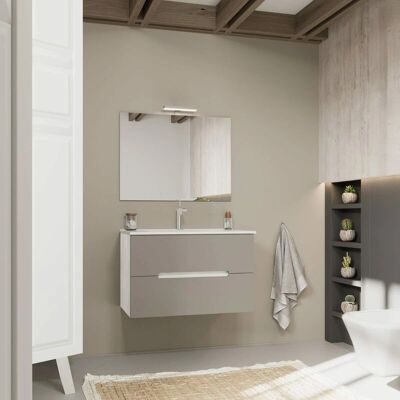 Mueble de Baño Bicolor 80cm Blanco Roble Gris Cajón - Mobiliario de Baño Mueble de Baño Bicolor 80cm Blanco Roble Gris Cajón - Mobiliario de Baño