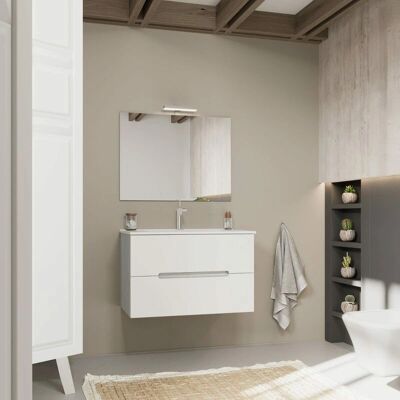 Kiamami Valentina Mobile Bagno Sospeso Bianco Opaco 80cm con Laterali Quercia Grigio Magnolia Kiamami Valentina Mobile Bagno Sospeso Bianco Opaco 80cm con Laterali Quercia Grigio Magnolia