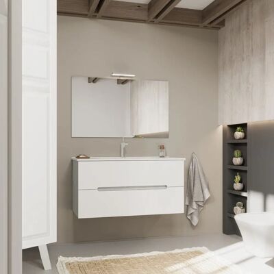 Kiamami Valentina - Mobile da bagno sospeso - Bianco e grigio - 100cm Kiamami Valentina - Mobile da bagno sospeso - Bianco e grigio - 100cm