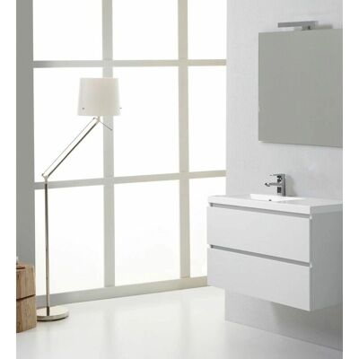 Kiamami Valentina - Mobile da Bagno a Parete 90cm con Lavabo a Sinistra e Specchio Kiamami Valentina - Mobile da Bagno a Parete 90cm con Lavabo a Sinistra e Specchio
