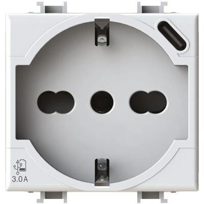 Sorgente di corrente Bricoman P40 - Compatibile con Bticino Matix - USB & Schuko Sorgente di corrente Bricoman P40 - Compatibile con Bticino Matix - USB & Schuko