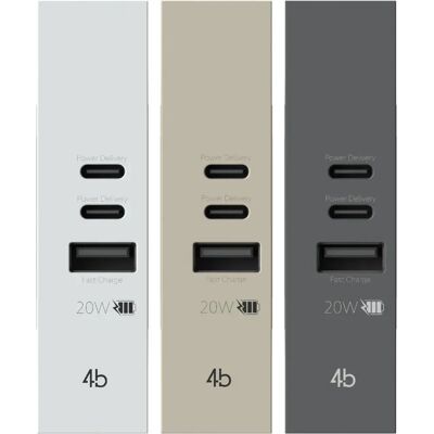 Prise USB 4Box - 3 Ports, 20W, Charge rapide Prise USB 4Box - 3 Ports, 20W, Charge rapide