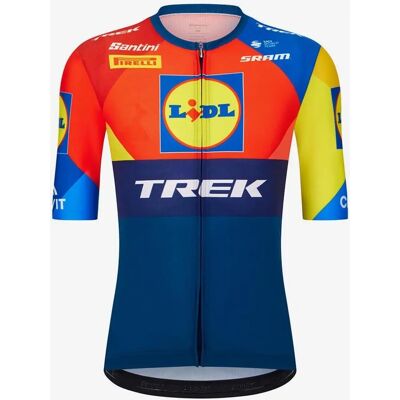 Maillot Lidl-Trek 2025 Réplique Bleu Santini Maillot de cyclisme - Publicité Maillot Lidl-Trek 2025 Réplique Bleu Santini Maillot de cyclisme - Publicité