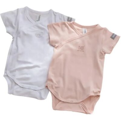 Body per neonato organico Bamboom rosa e bianco Body per neonato organico Bamboom rosa e bianco