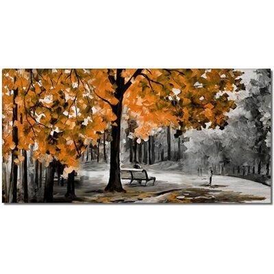 BS - Foglie Gialle Astratte - 50x120 cm - Senza Cornice - Canvas Painting BS - Foglie Gialle Astratte - 50x120 cm - Senza Cornice - Canvas Painting