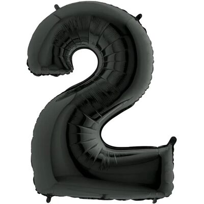 Ballon chiffre 2 noir en aluminium Grabo 102cm - Accessoire fête - Publicité Ballon chiffre 2 noir en aluminium Grabo 102cm - Accessoire fête - Publicité