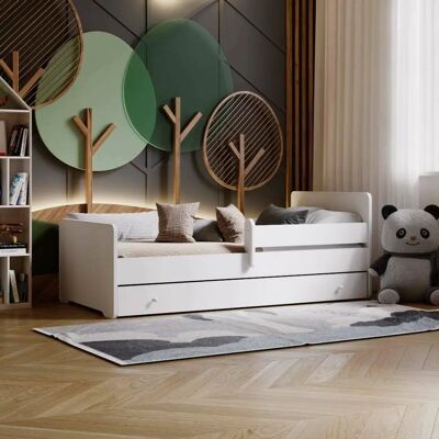 DMORA - Slupsk - 77x144 h56 - Weiß - Bett DMORA - Slupsk - 77x144 h56 - Weiß - Bett