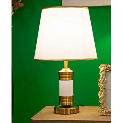 DMORA Lampada da tavolo Bonefro bianco e oro - Luce da scrivania moderna DMORA Lampada da tavolo Bonefro bianco e oro - Luce da scrivania moderna