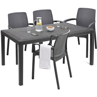 Set salotto da esterno DMORA Roccaraso - 4 sedie, tavolo rettangolare - Made in Italy Set salotto da esterno DMORA Roccaraso - 4 sedie, tavolo rettangolare - Made in Italy