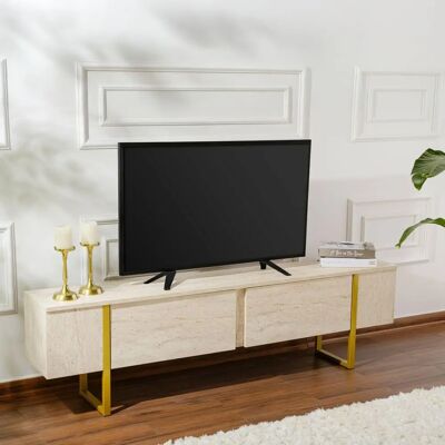 DMORA - Gussola - Beige - Gold - TV-Stand DMORA - Gussola - Beige - Gold - TV-Stand